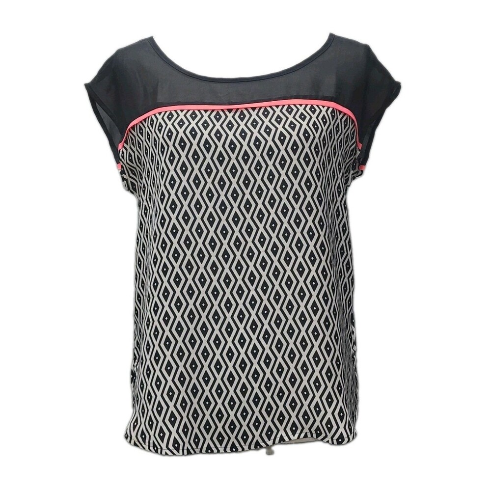 Women's Audrey J. Blouse Top Geometric Black/White Print Sizes Small